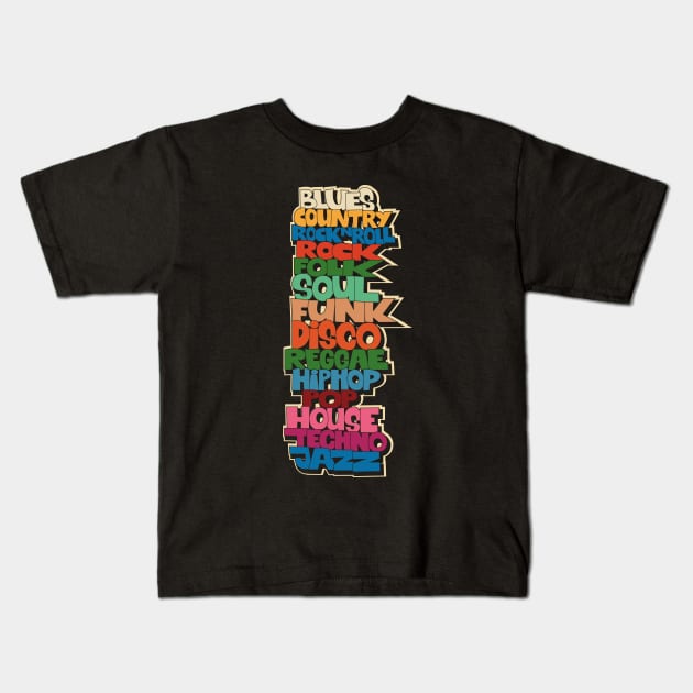 Soul, Funk, Disco, House and other Music Styles.  - Super stylish funky Design! Kids T-Shirt by Boogosh